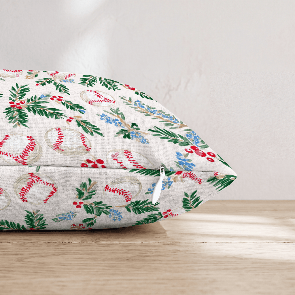 Baseball Juniper Cream Throw Pillow - Hillcroft Home