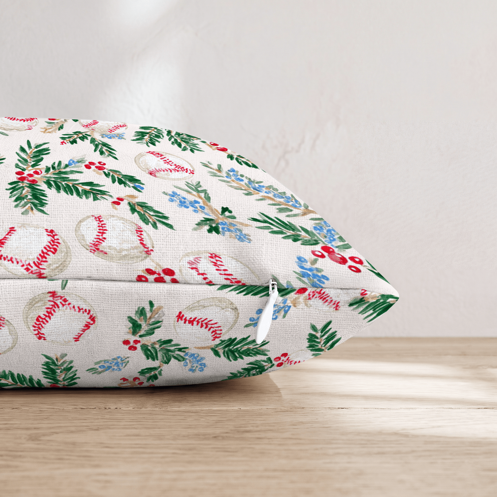 Baseball Juniper Cream Throw Pillow - Hillcroft Home