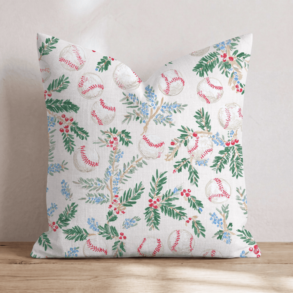 Baseball Juniper Cream Throw Pillow - Hillcroft Home