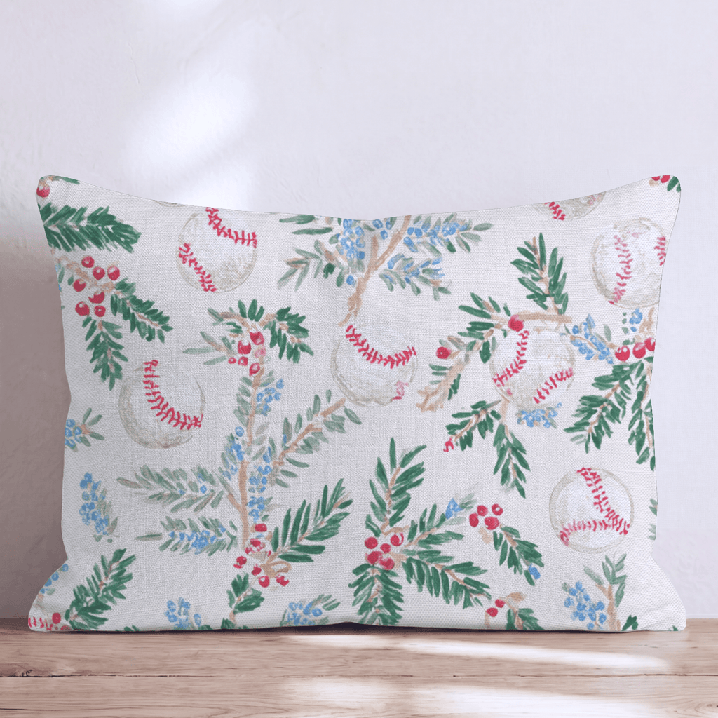 Baseball Juniper Cream Throw Pillow - Hillcroft Home
