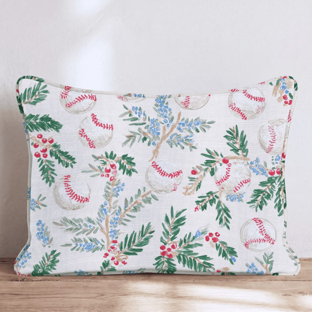 Baseball Juniper Cream Throw Pillow - Hillcroft Home