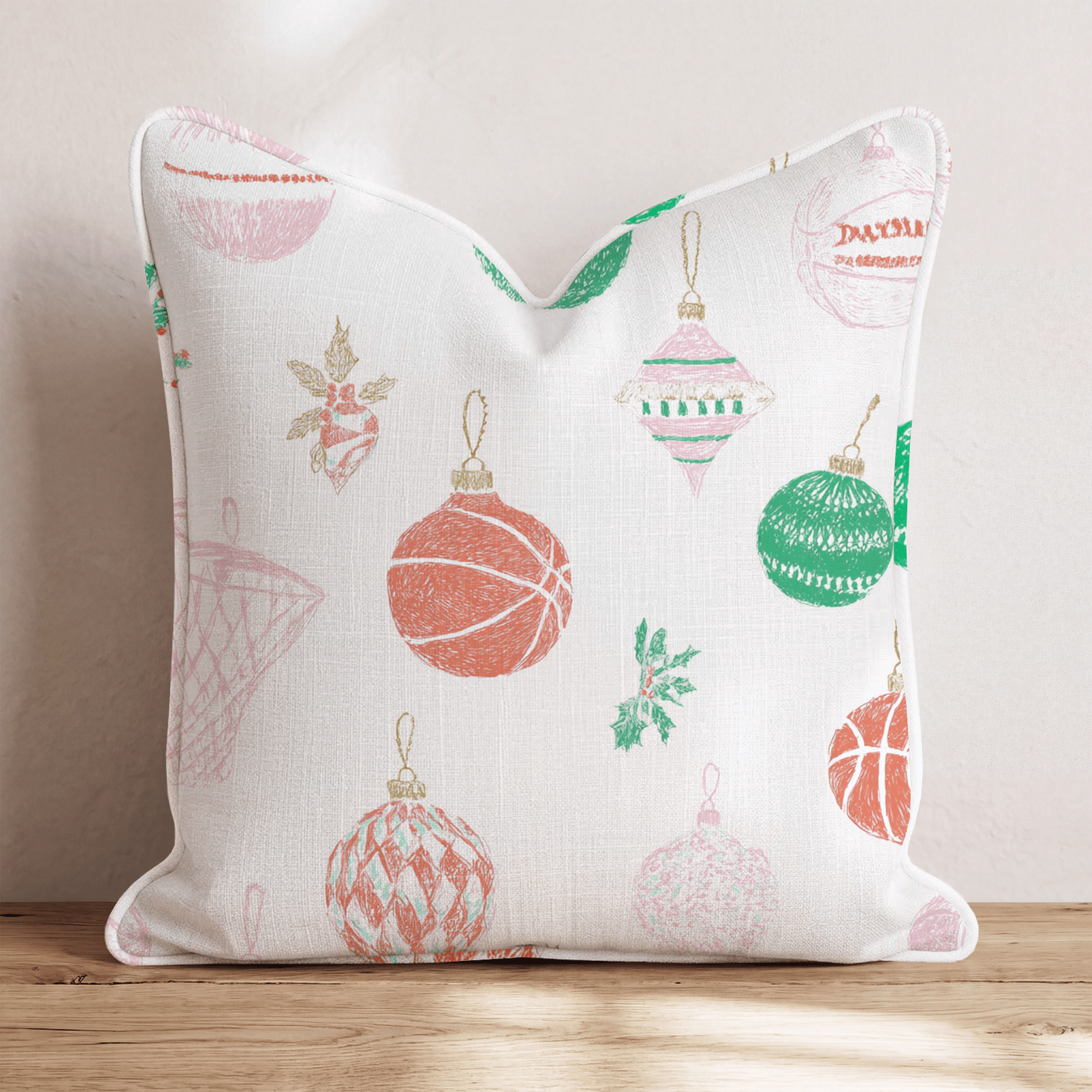 Basketball Ornament Mix Throw Pillow - Hillcroft Home