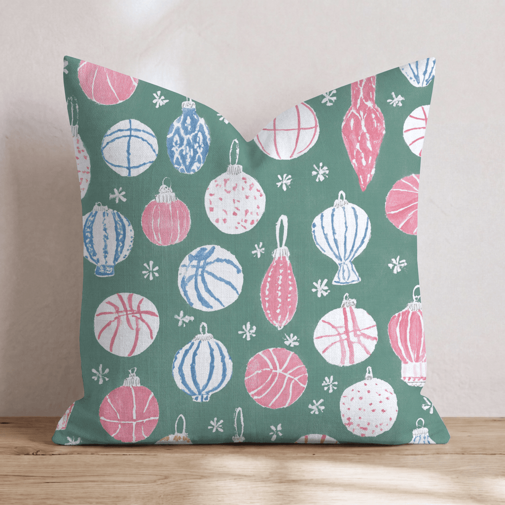 Basketball Ornaments Green Throw Pillow - Hillcroft Home