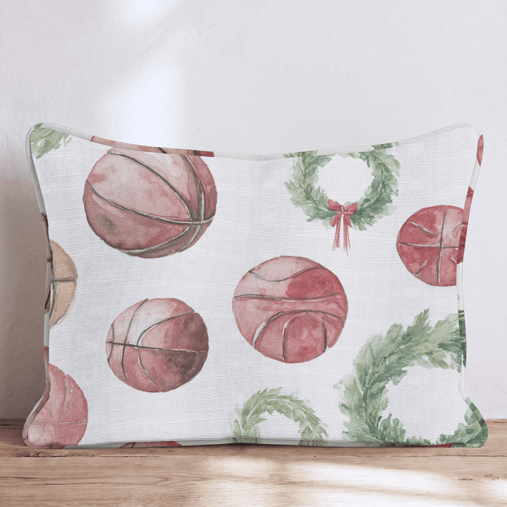 Basketballs and Christmas Wreaths Throw Pillow - Hillcroft Home