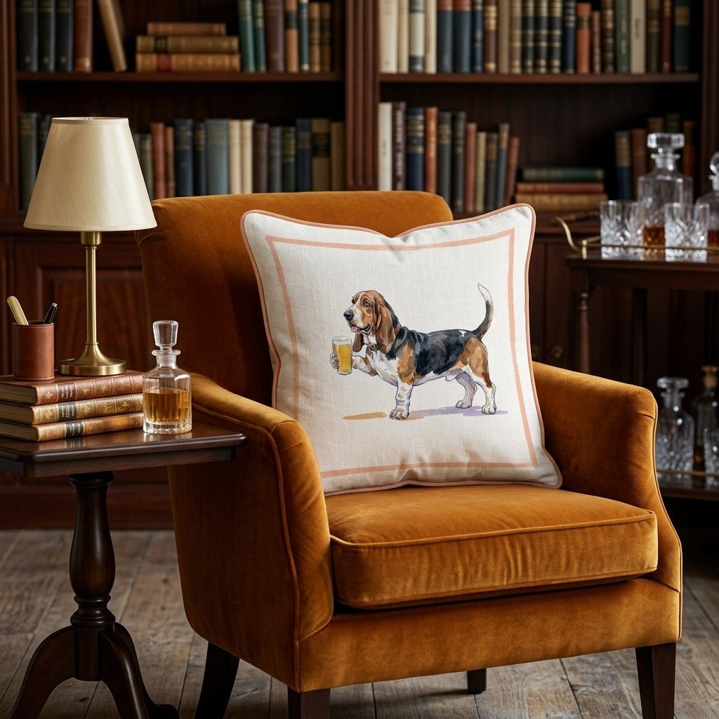 Basset Hound Lager Throw Pillow - Hillcroft Home
