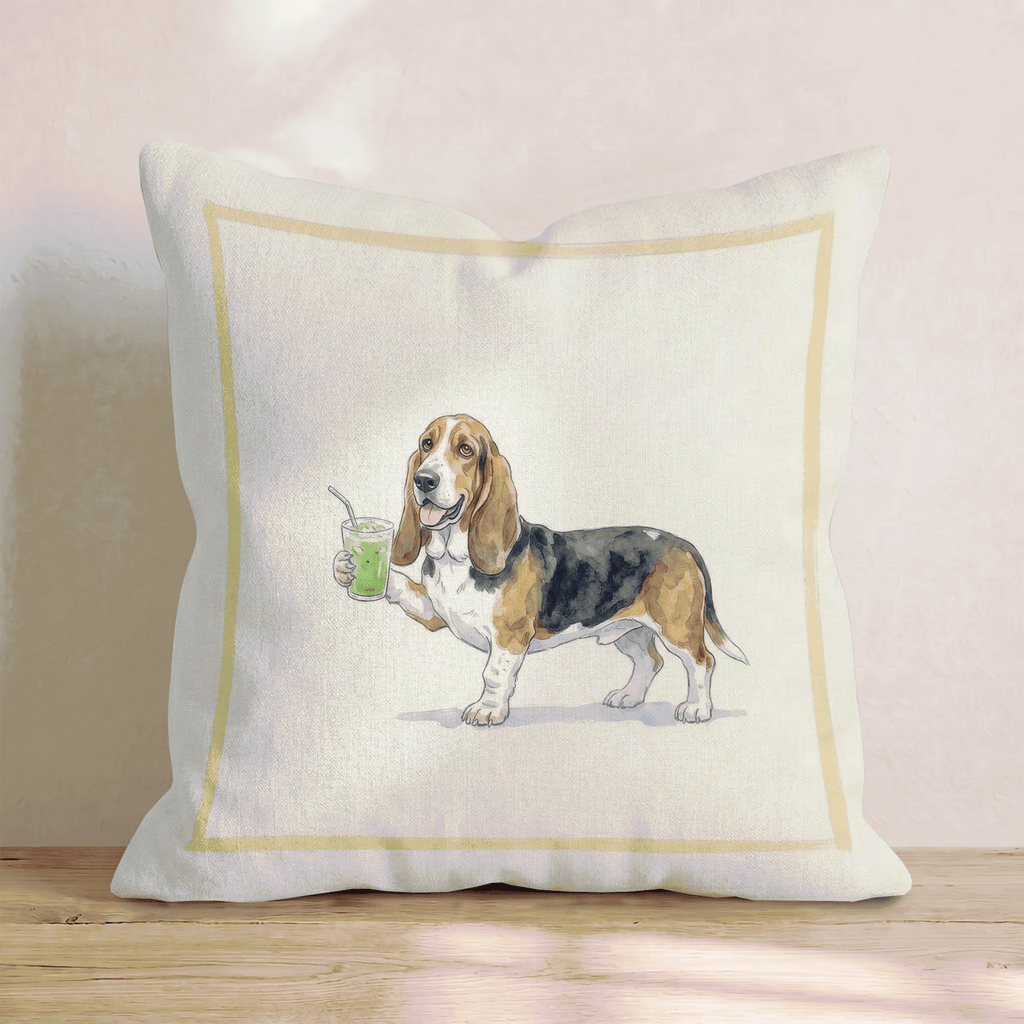 Basset Hound Matcha Throw Pillow - Hillcroft Home