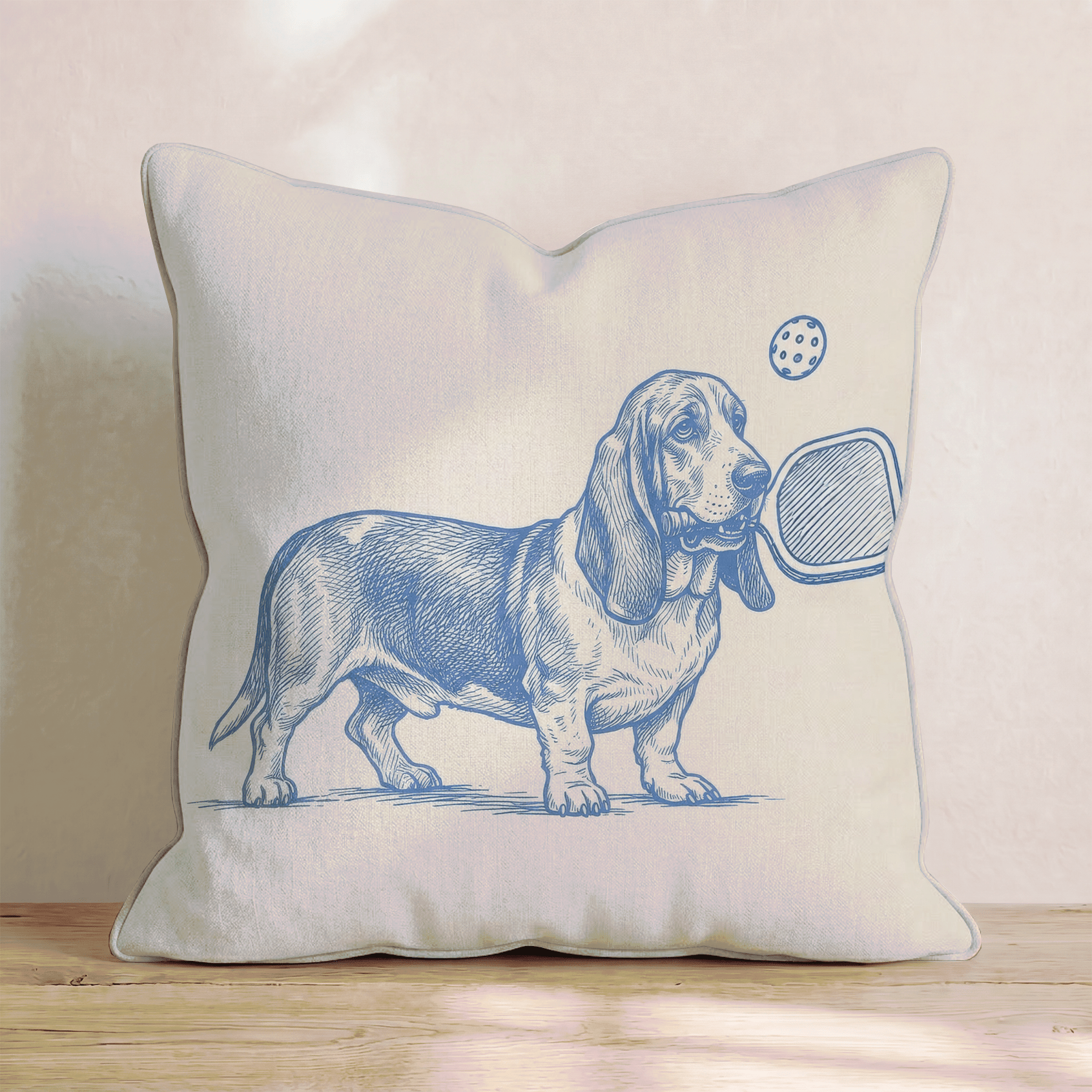 Basset Hound Pickleball Throw Pillow - Hillcroft Home