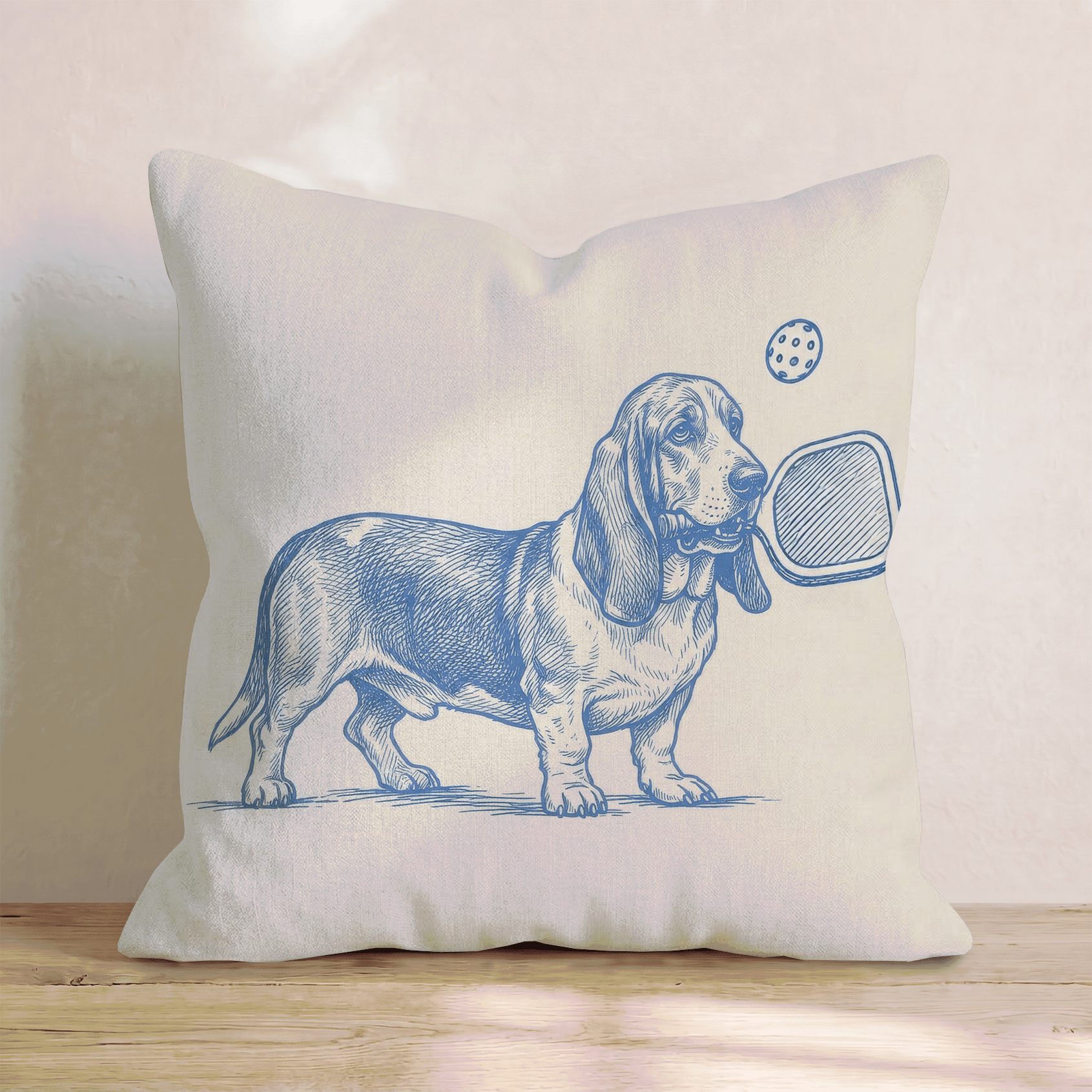 Basset Hound Pickleball Throw Pillow - Hillcroft Home