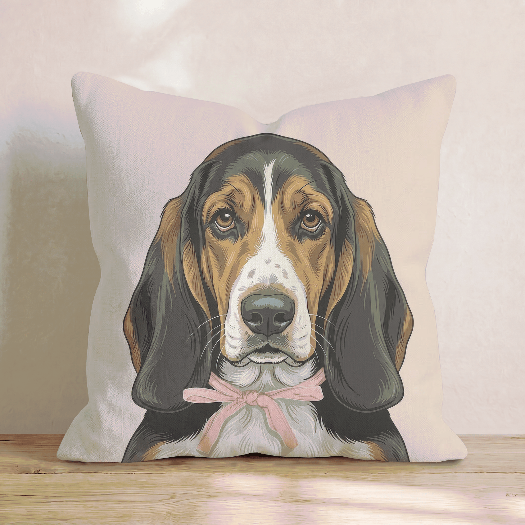 Basset Hound Portrait Throw Pillow - Hillcroft Home