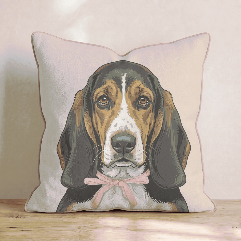 Basset Hound Portrait Throw Pillow - Hillcroft Home