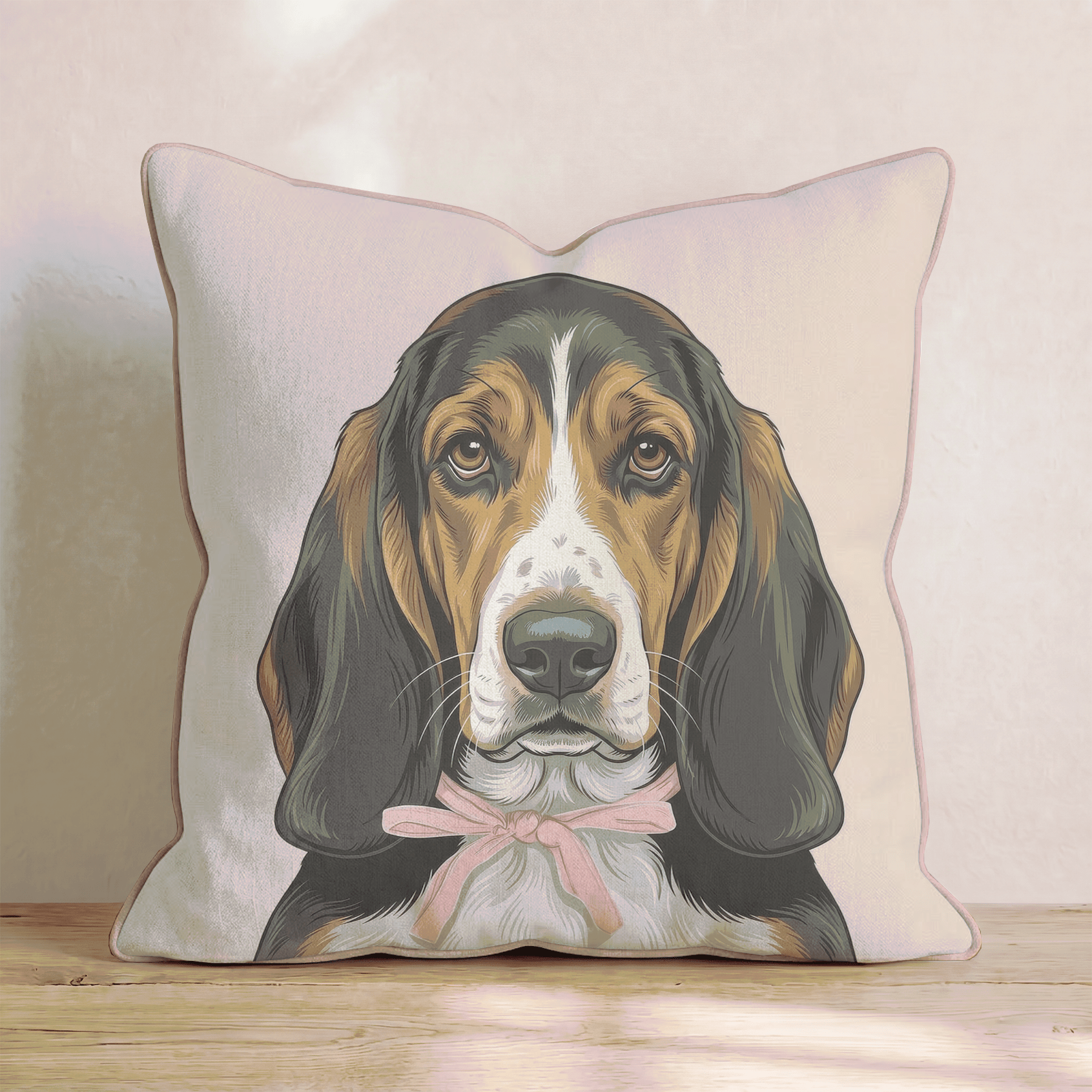 Basset Hound Portrait Throw Pillow - Hillcroft Home