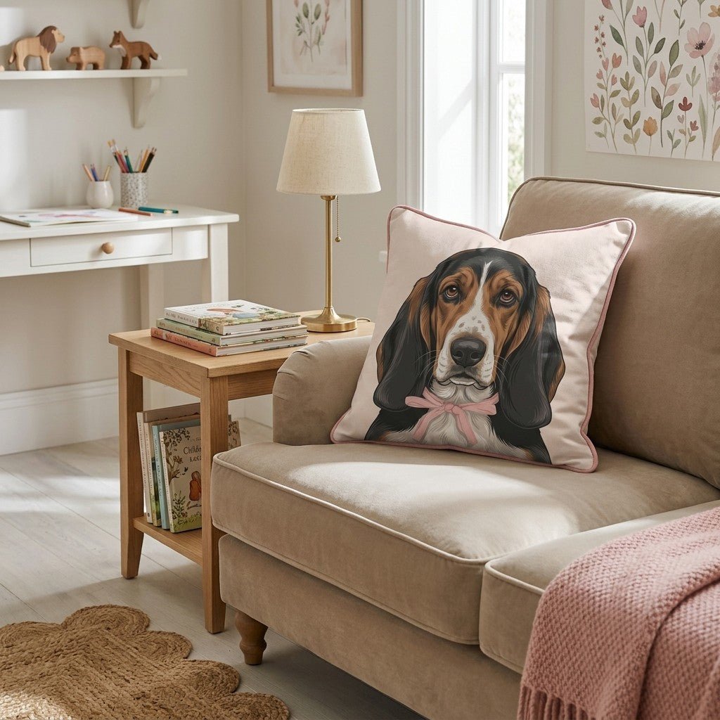Basset Hound Portrait Throw Pillow - Hillcroft Home