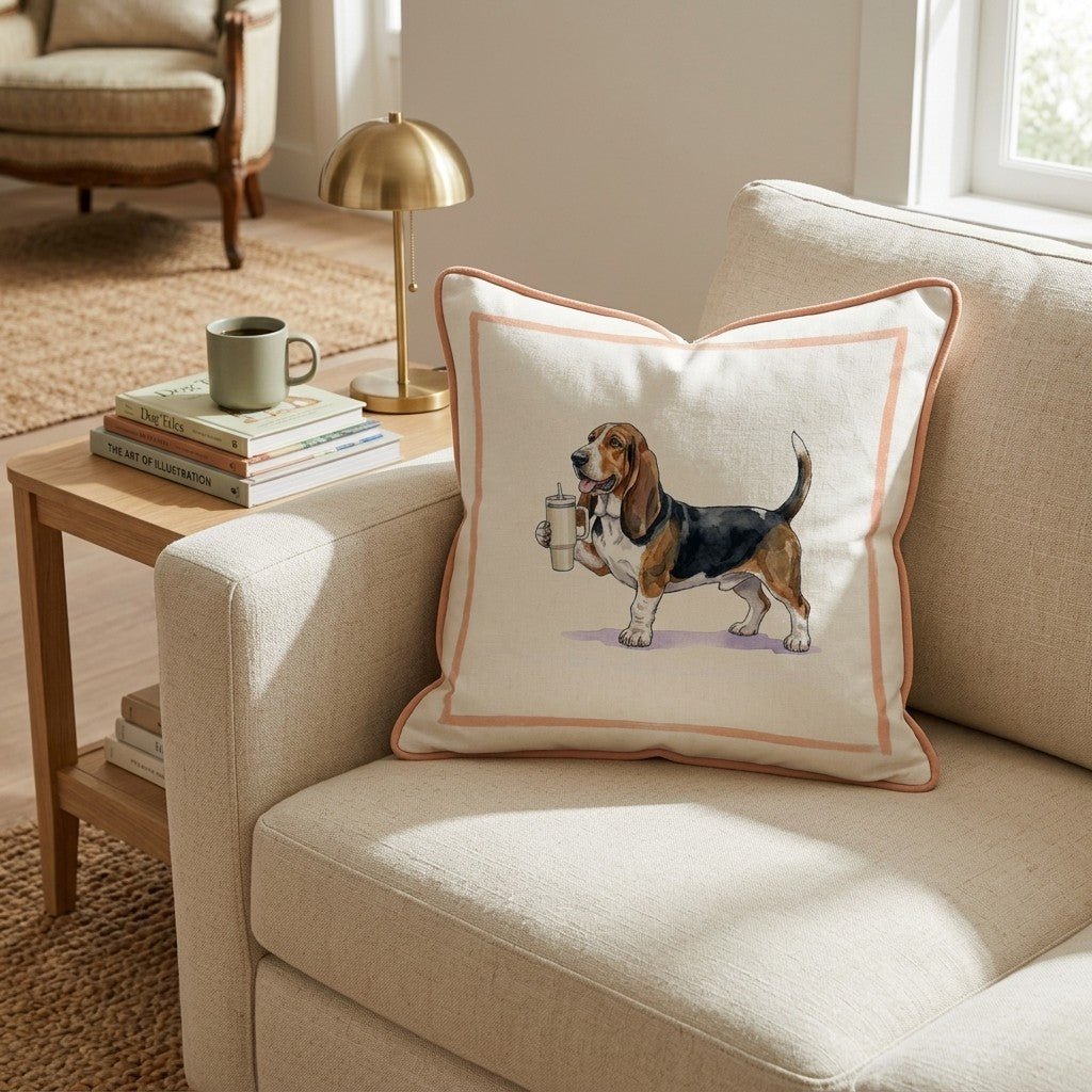 Basset Hound Tumbler Throw Pillow - Hillcroft Home
