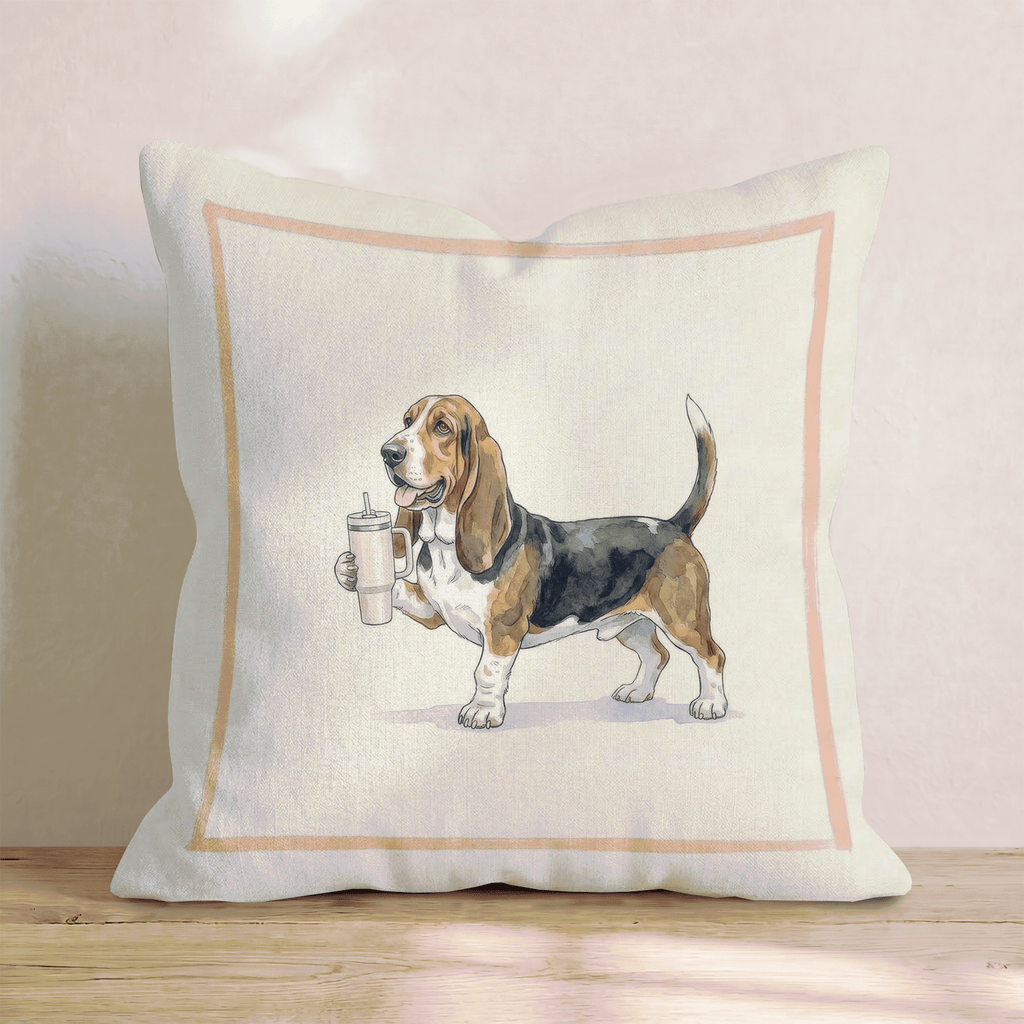 Basset Hound Tumbler Throw Pillow - Hillcroft Home