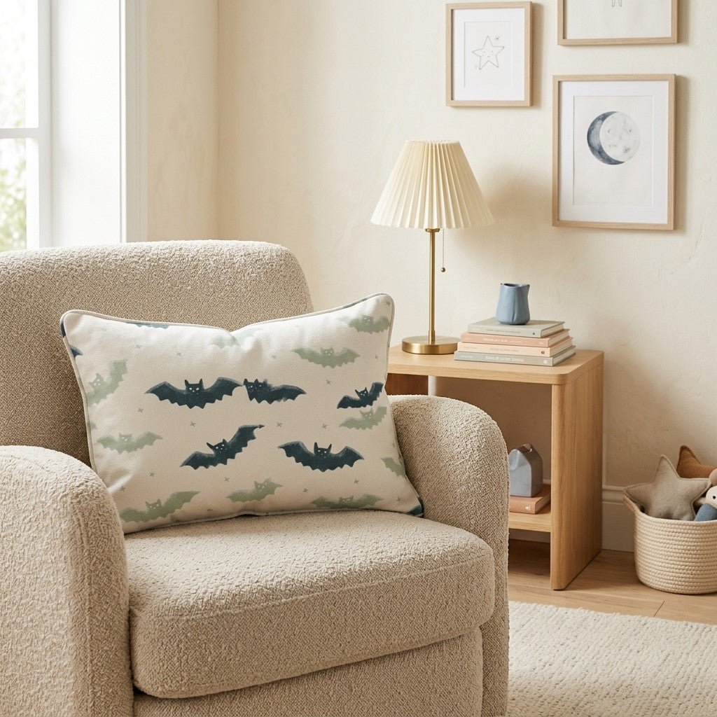 Bat Swarm Teal Throw Pillow - Hillcroft Home