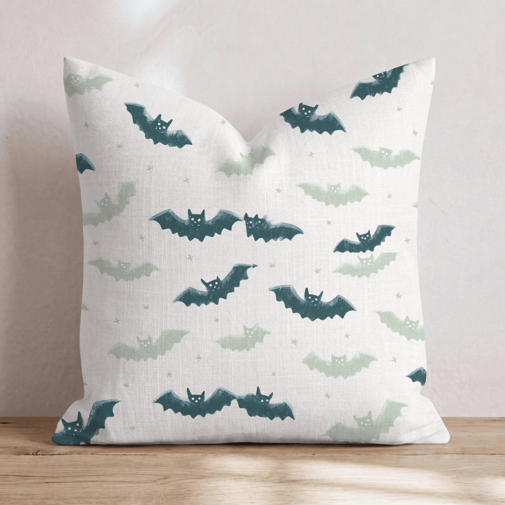 Bat Swarm Teal Throw Pillow - Hillcroft Home