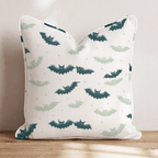 Bat Swarm Teal Throw Pillow - Hillcroft Home