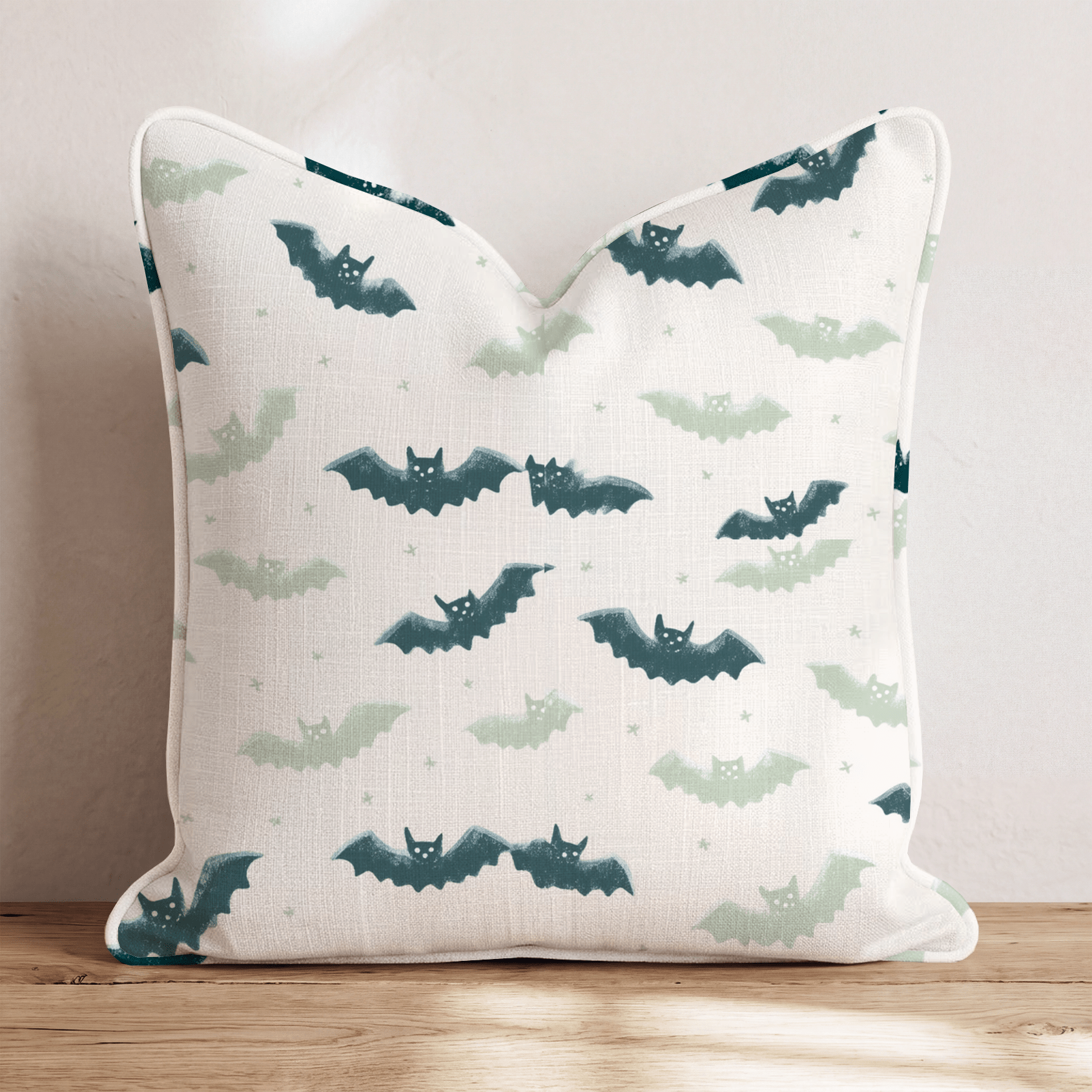 Bat Swarm Teal Throw Pillow - Hillcroft Home