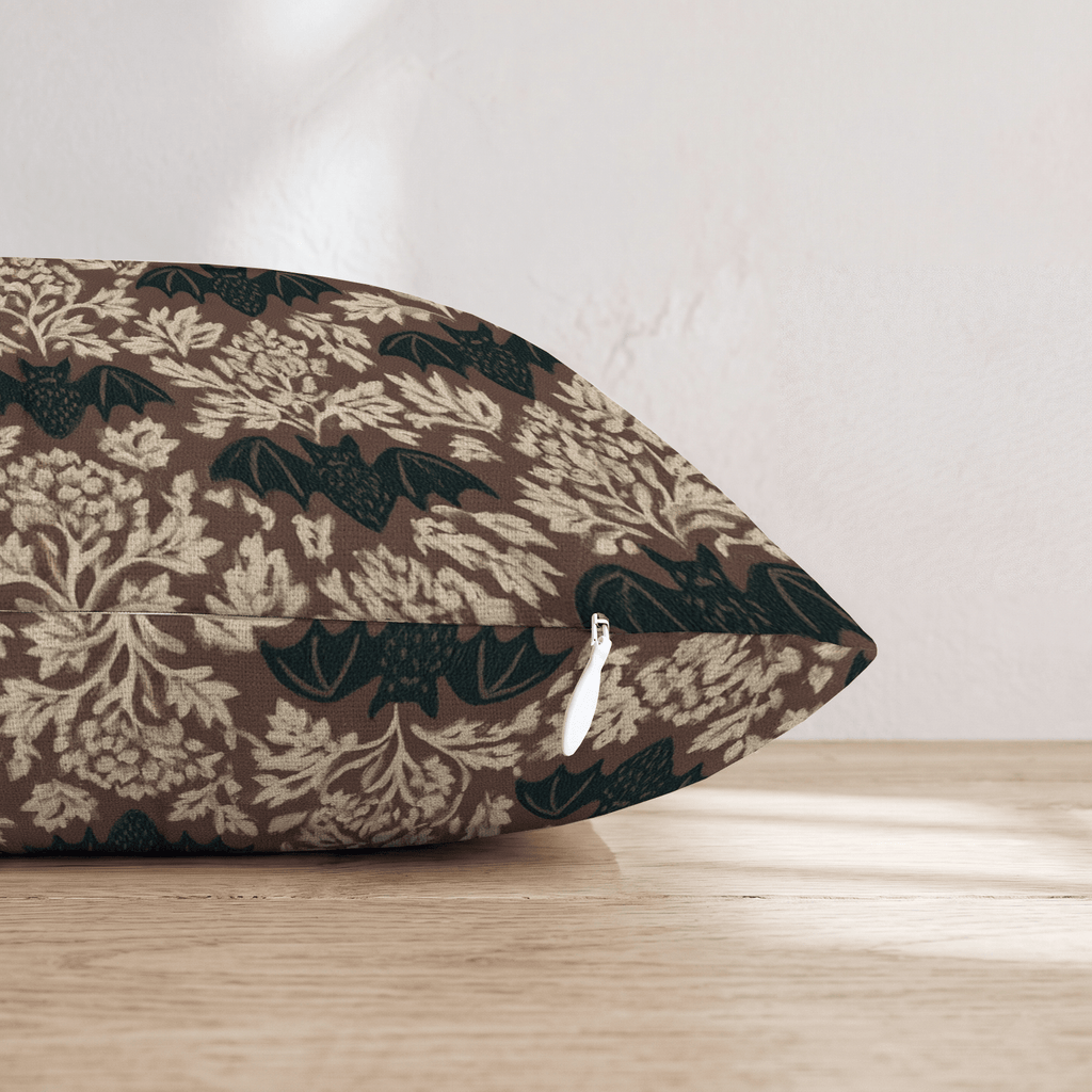 Bats Damask Throw Pillow - Hillcroft Home