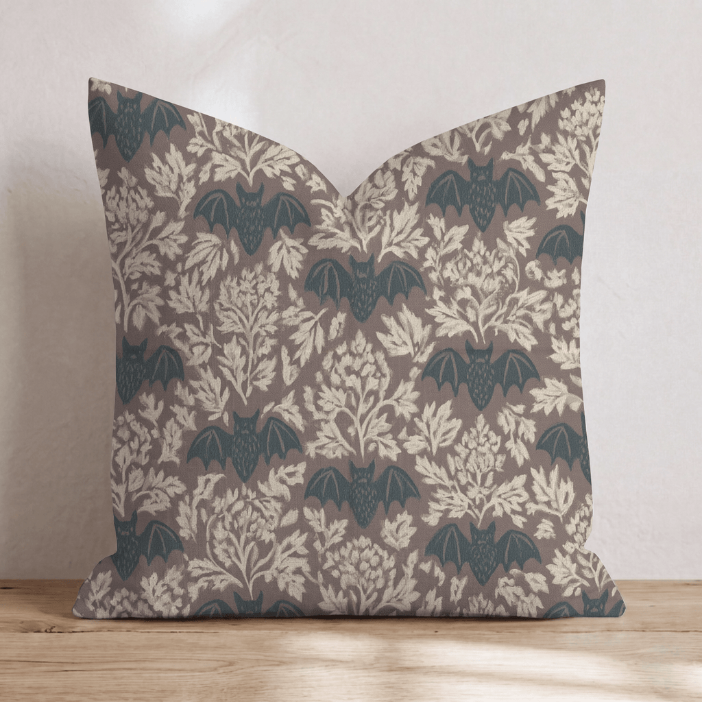 Bats Damask Throw Pillow - Hillcroft Home