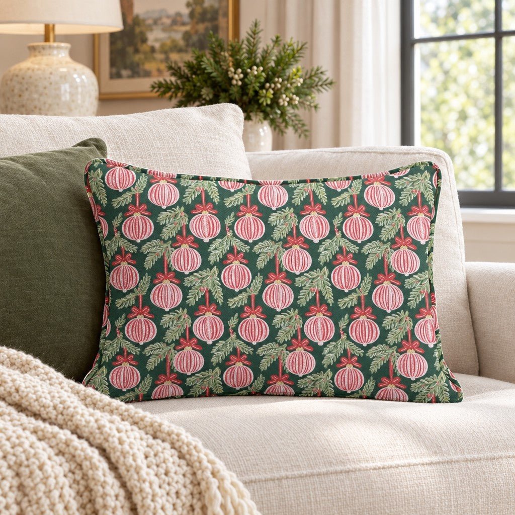 Bauble Bough Throw Pillow throw pillow - Hillcroft Home