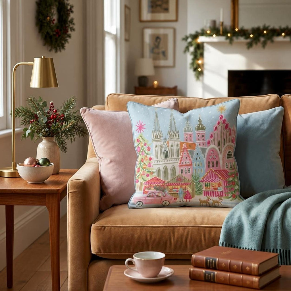 Bavarian Market Sleigh Throw Pillow throw pillow - Hillcroft Home