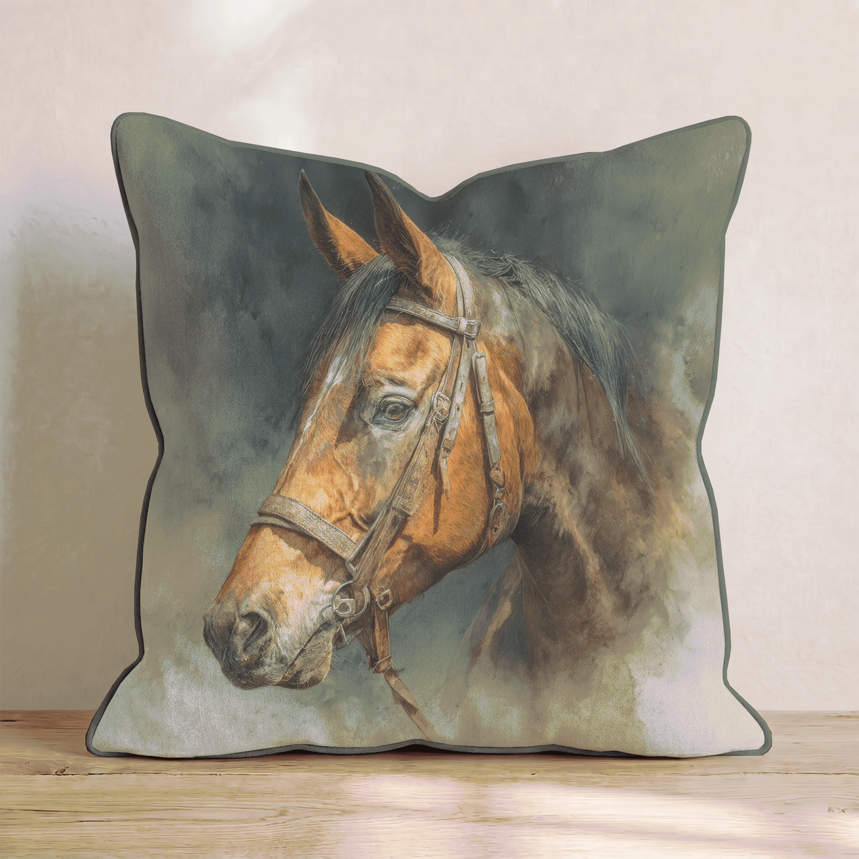 Bay Horse Bridle Throw Pillow - Hillcroft Home