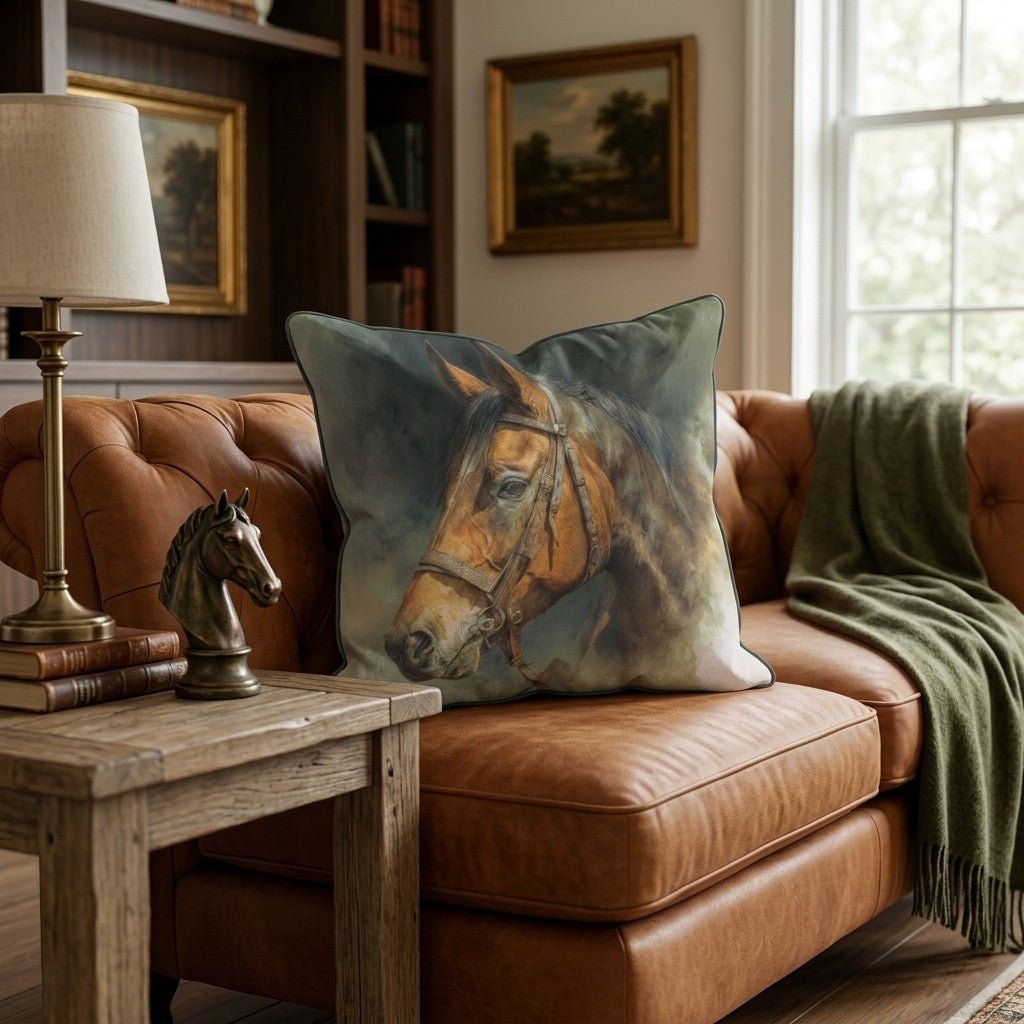 Bay Horse Bridle Throw Pillow - Hillcroft Home