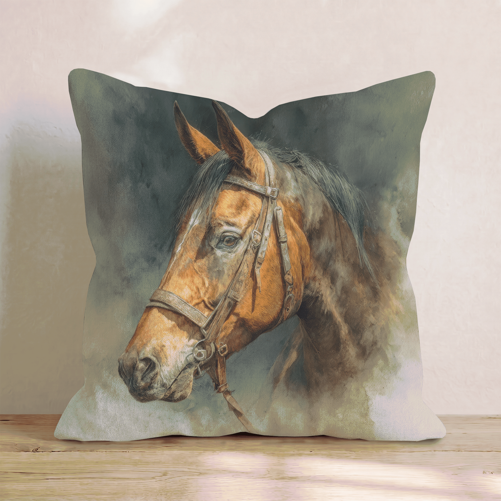 Bay Horse Bridle Throw Pillow - Hillcroft Home