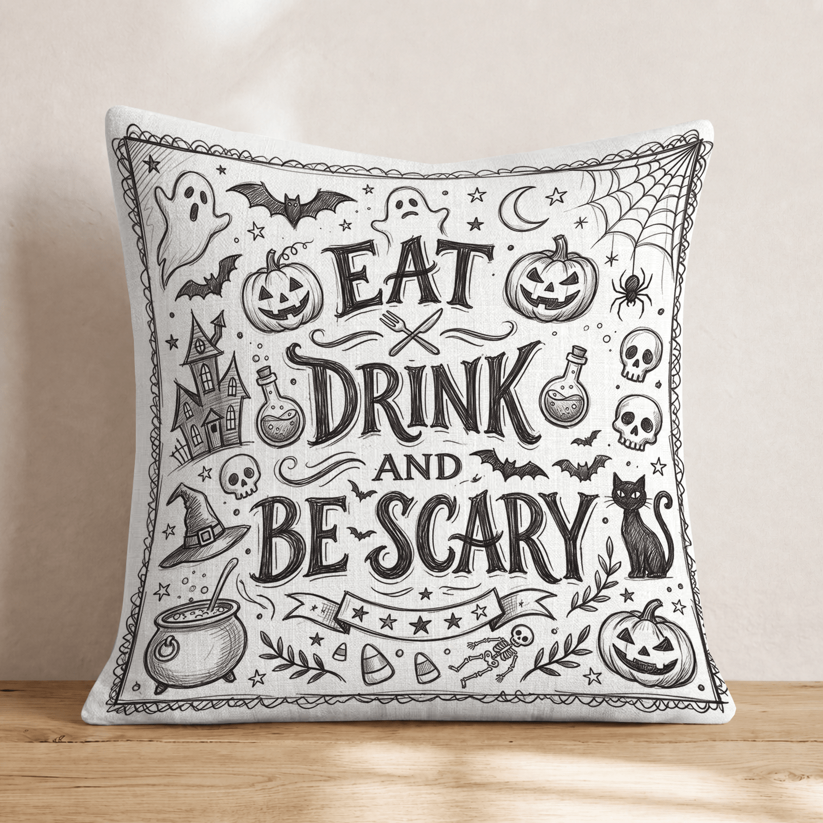 Be Scary Throw Pillow - Hillcroft Home