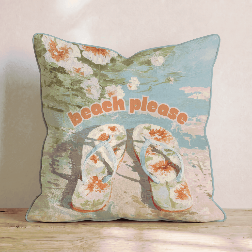 Beach Please Flip Flops Throw Pillow - Hillcroft Home