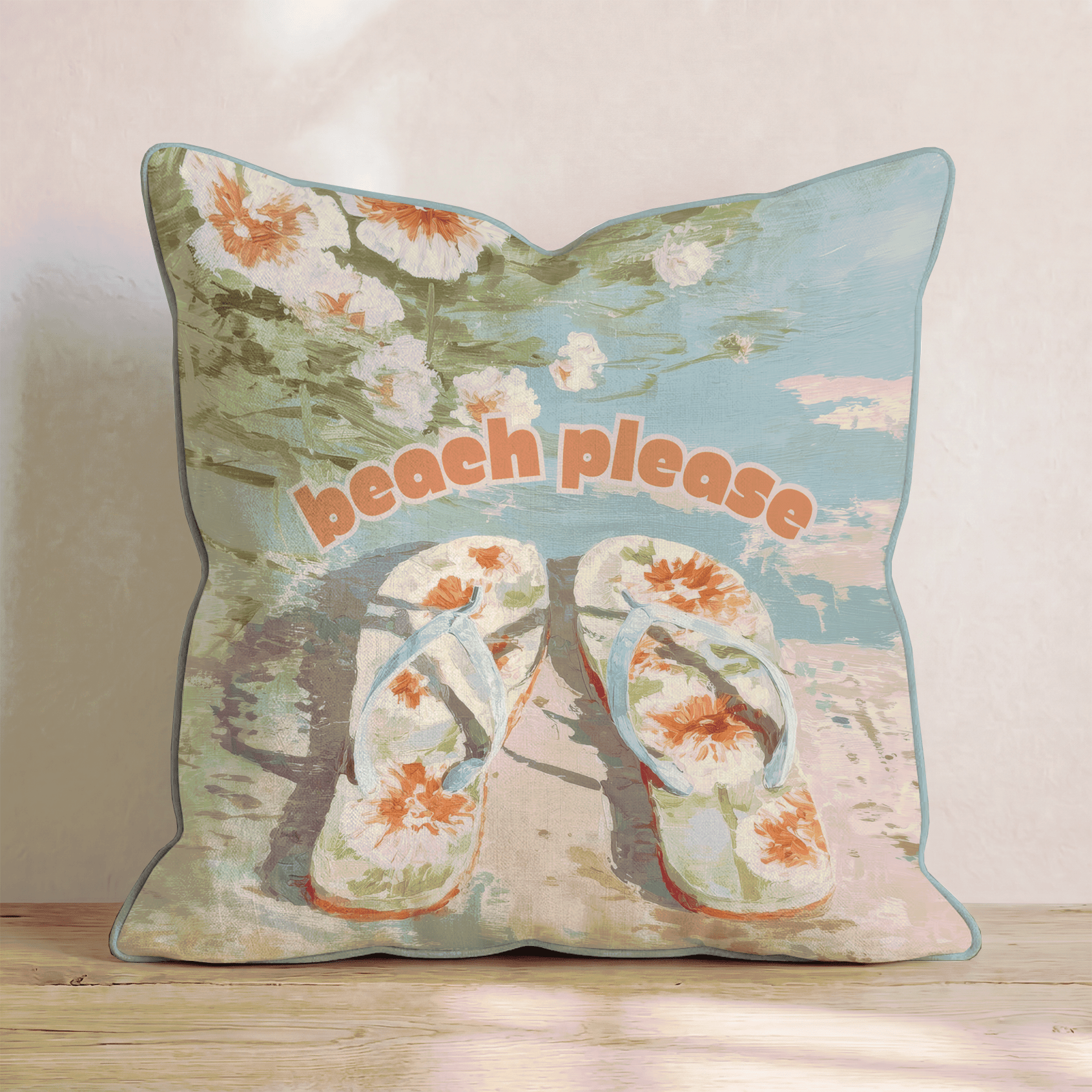Beach Please Flip Flops Throw Pillow - Hillcroft Home
