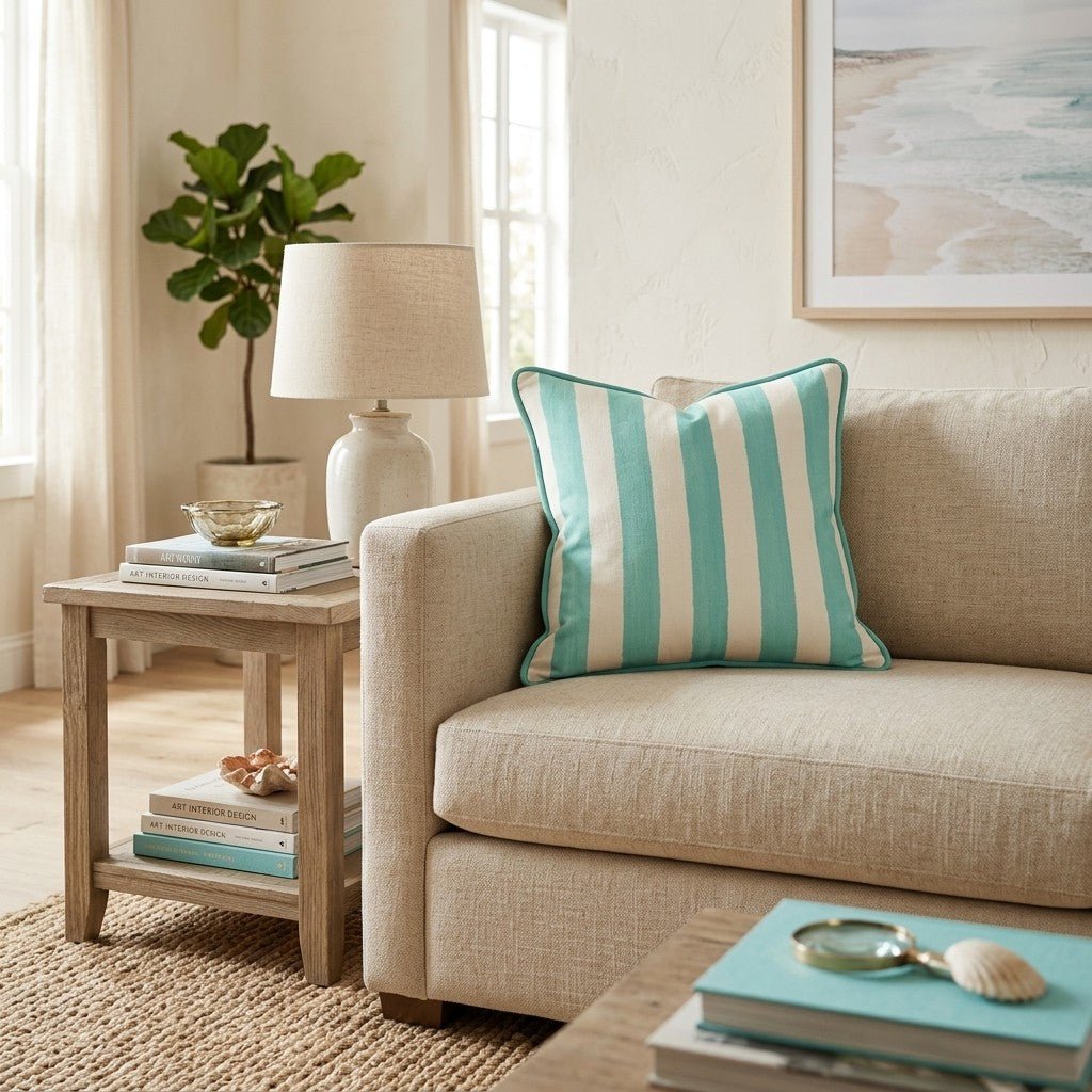 Beach Stripes Throw Pillow - Hillcroft Home
