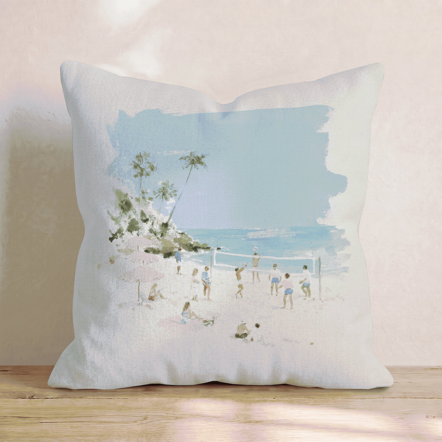 Beach Volley Scene Throw Pillow - Hillcroft Home