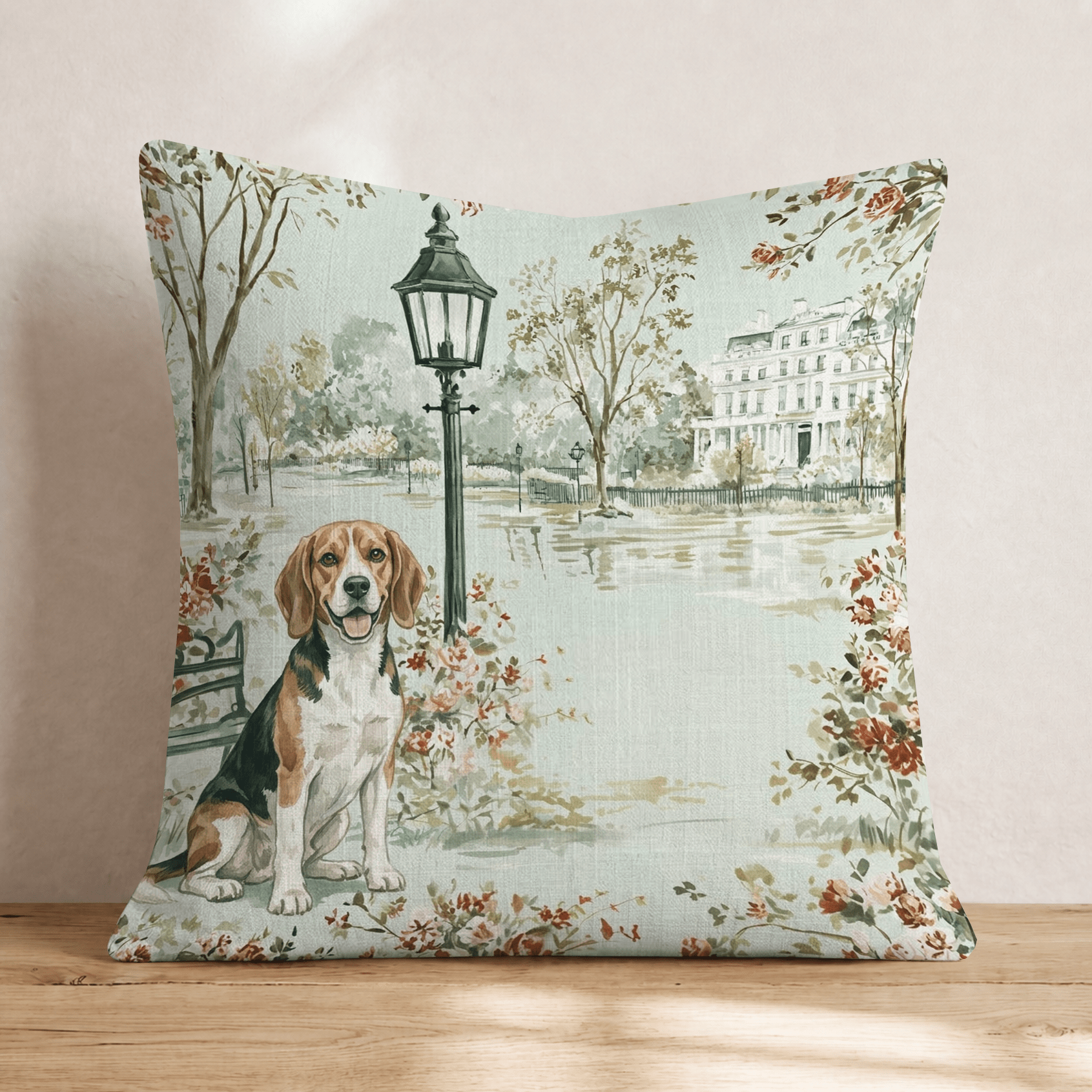 Beagle City Stroll Throw Pillow - Hillcroft Home