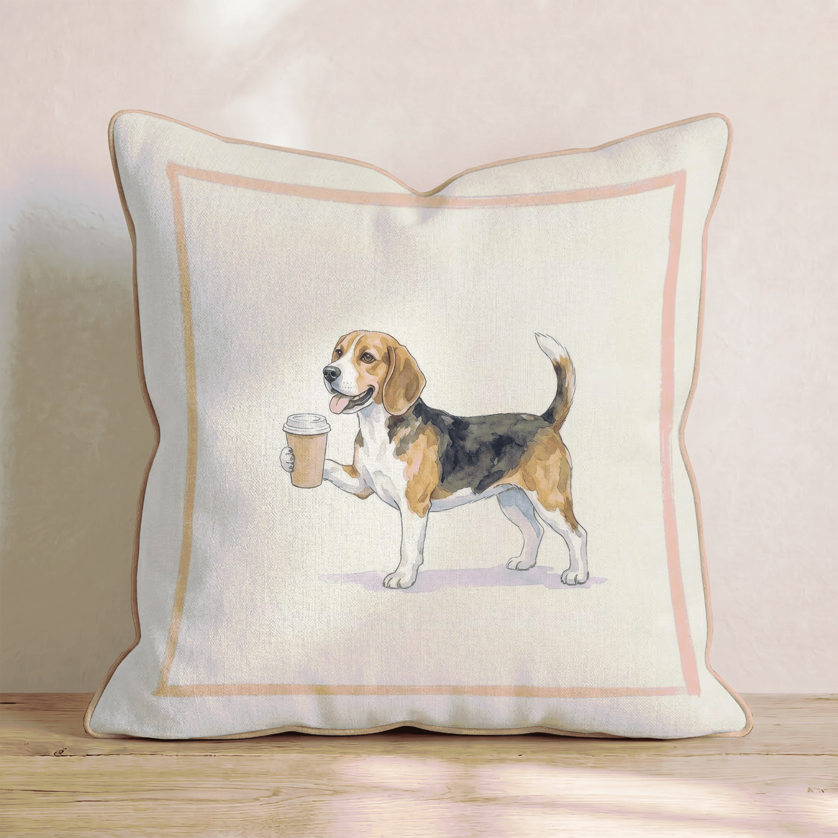 Beagle Coffee Throw Pillow - Hillcroft Home