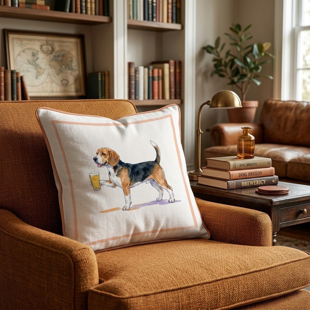 Beagle Lager Throw Pillow - Hillcroft Home
