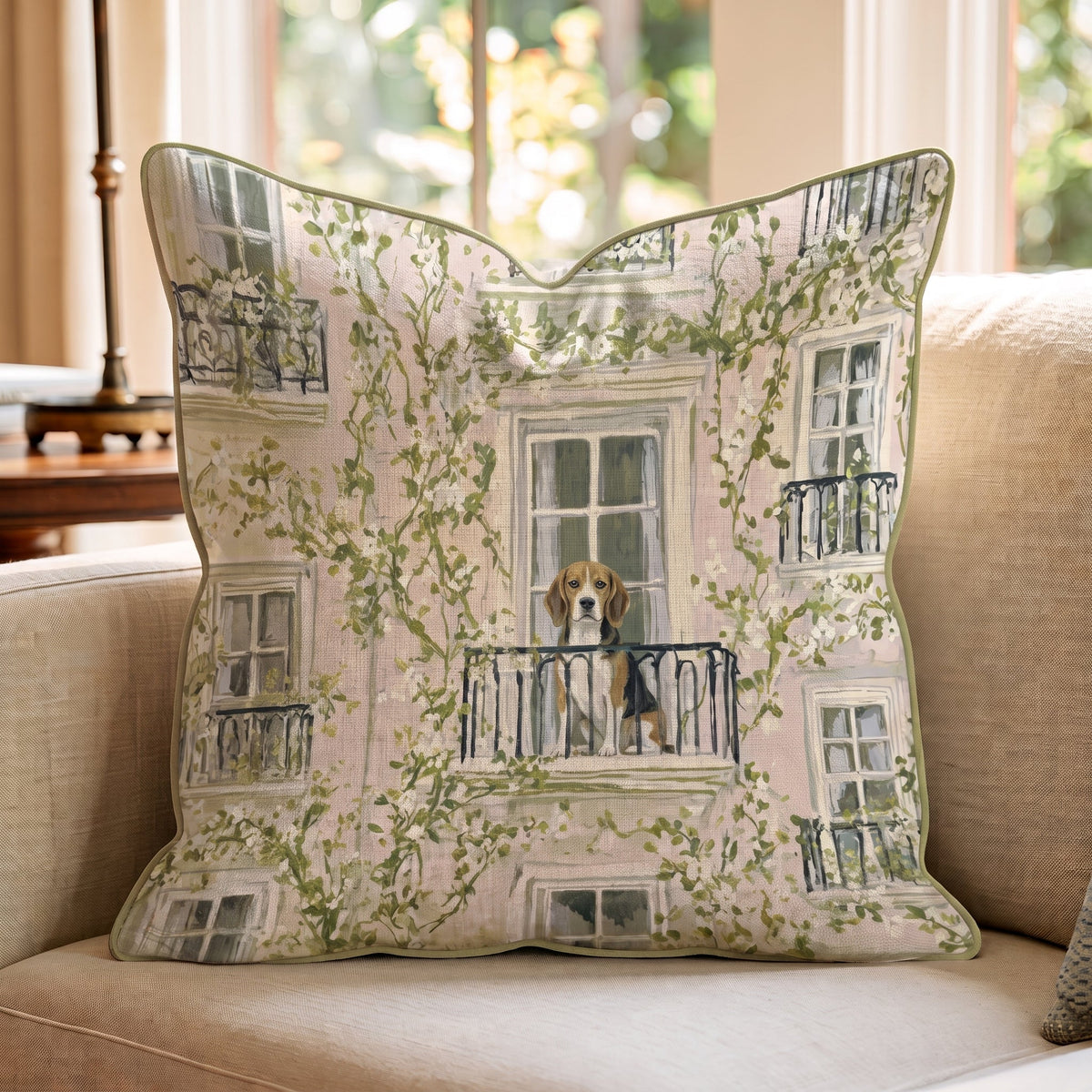 Beagle Lookout Throw Pillow throw pillow - Hillcroft Home