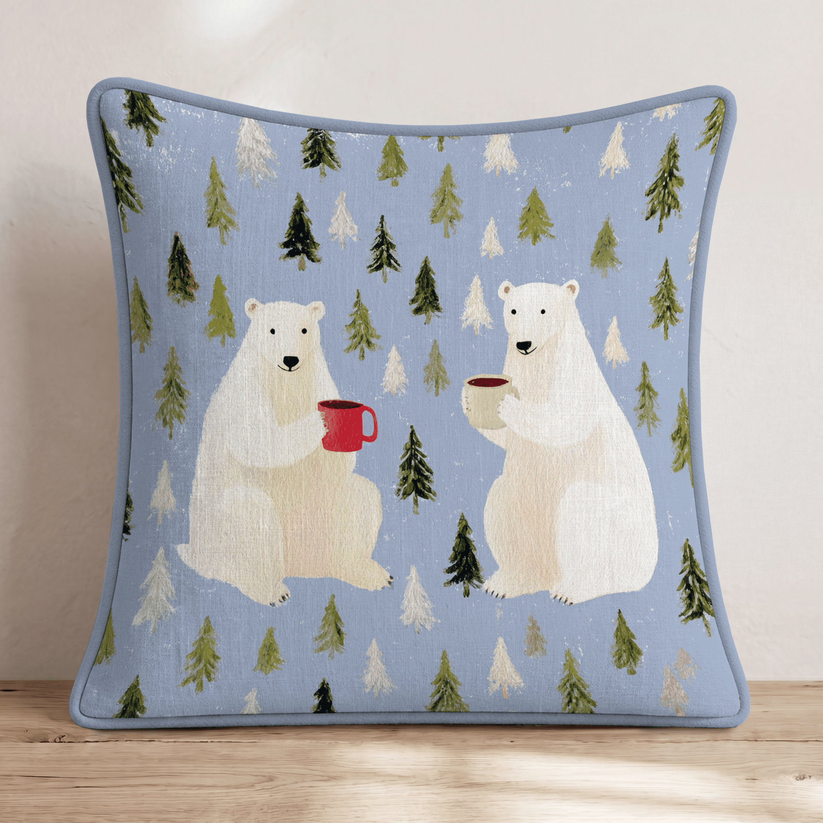 Bears and Hot Cocoa Throw Pillow - Hillcroft Home