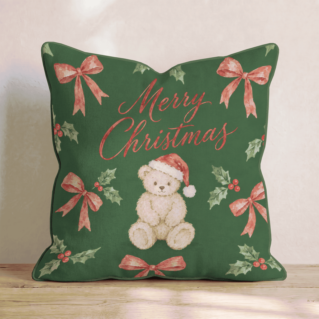 Beary Little Christmas Throw Pillow throw pillow - Hillcroft Home