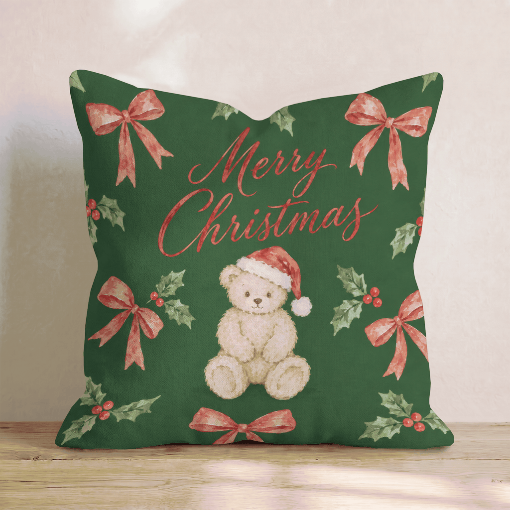 Beary Little Christmas Throw Pillow throw pillow - Hillcroft Home