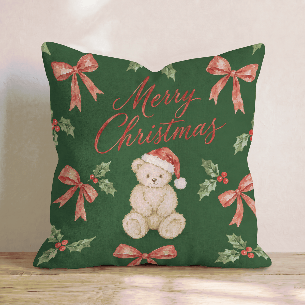 Beary Little Christmas Throw Pillow throw pillow - Hillcroft Home