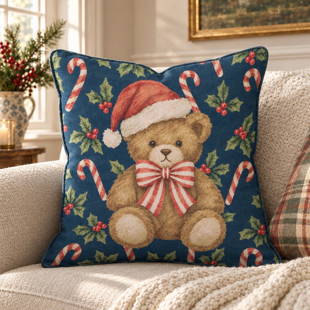 Beary Merry Throw Pillow throw pillow - Hillcroft Home