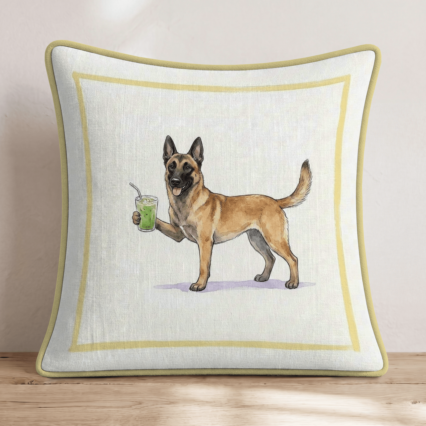 Belgian Malinois Matcha Throw Pillow - Hillcroft Home