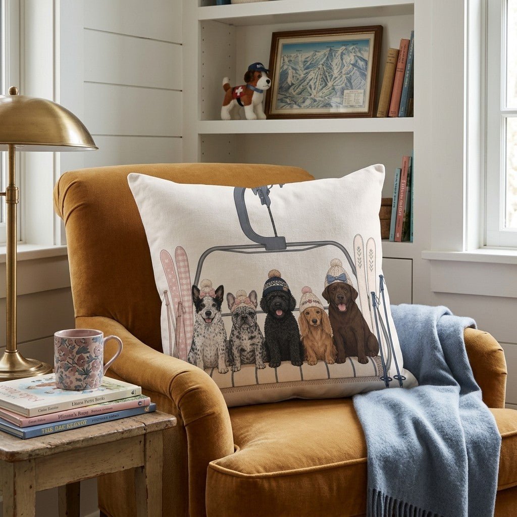 Benton Ski Pups Throw Pillow - Hillcroft Home