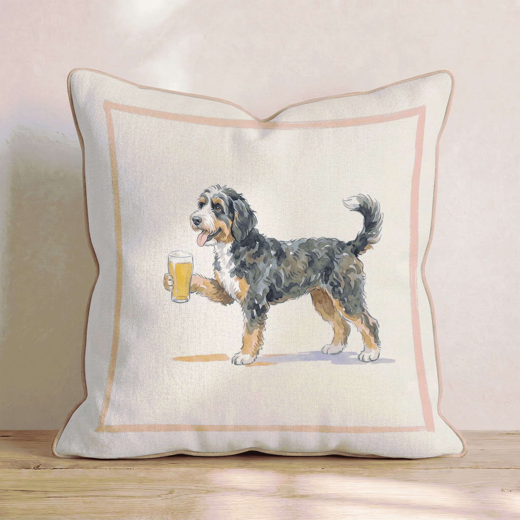 Bernedoodle Lager Throw Pillow - Hillcroft Home