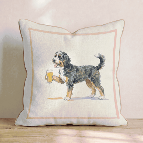 Bernedoodle Lager Throw Pillow - Hillcroft Home