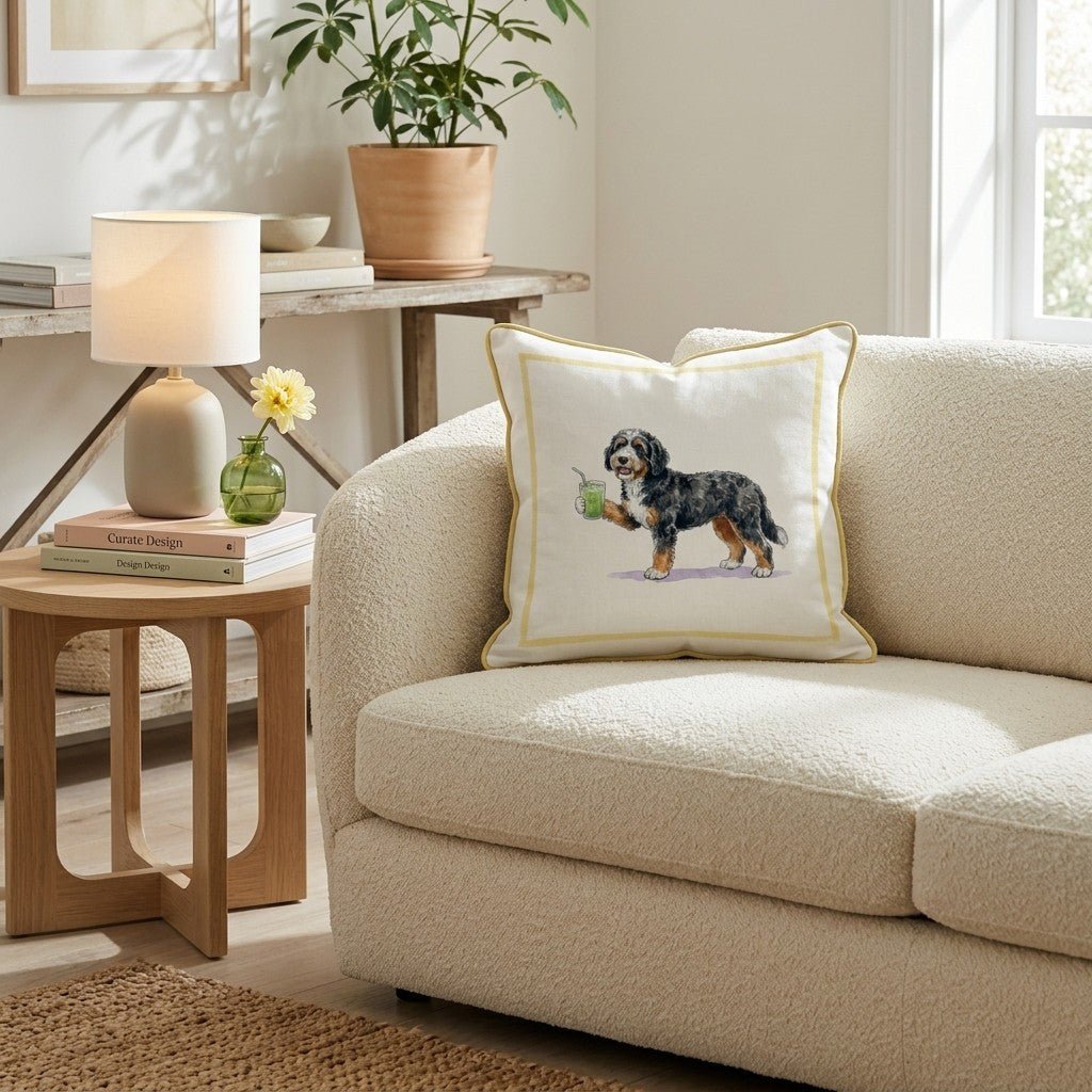 Bernedoodle Matcha Throw Pillow - Hillcroft Home