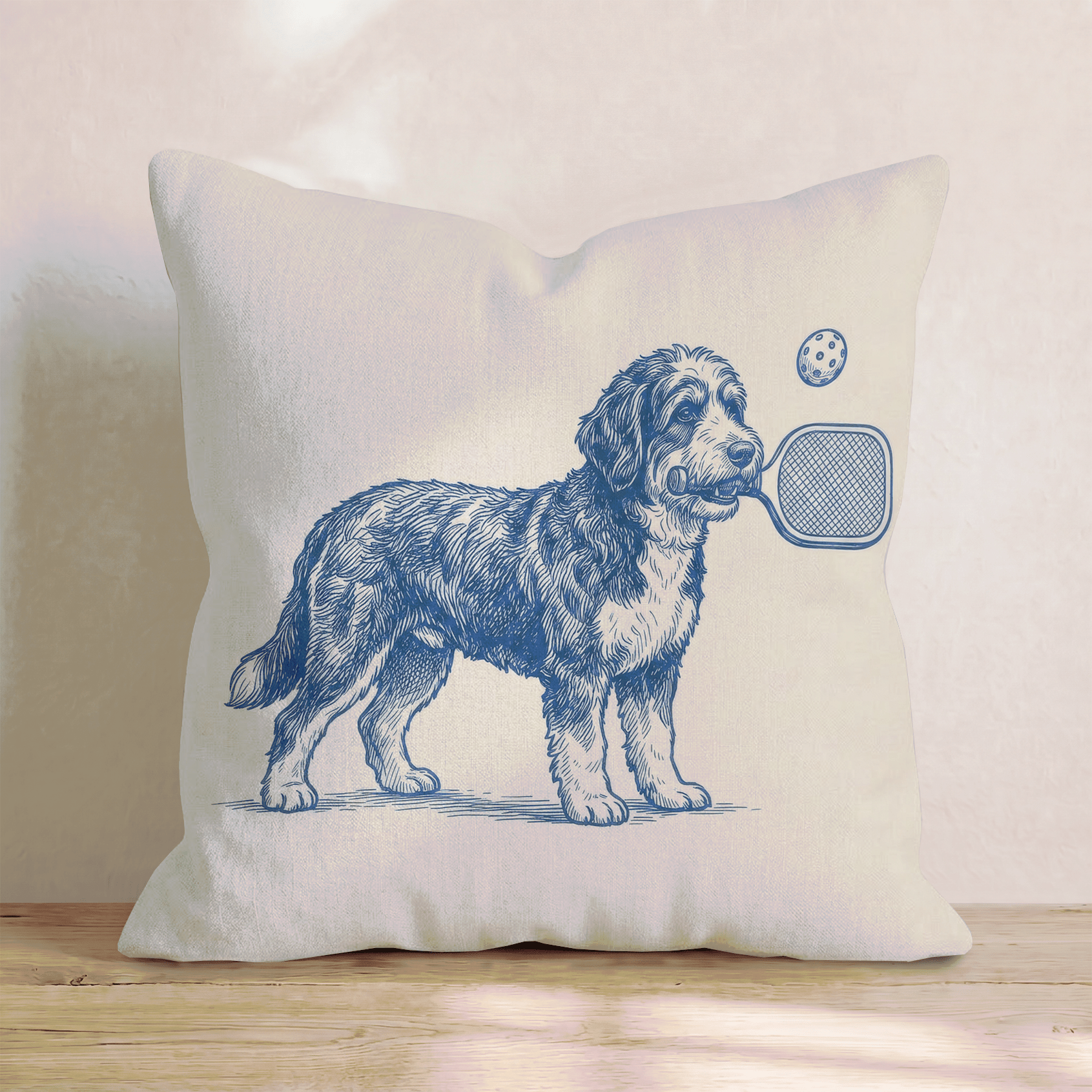 Bernedoodle Pickleball Throw Pillow - Hillcroft Home