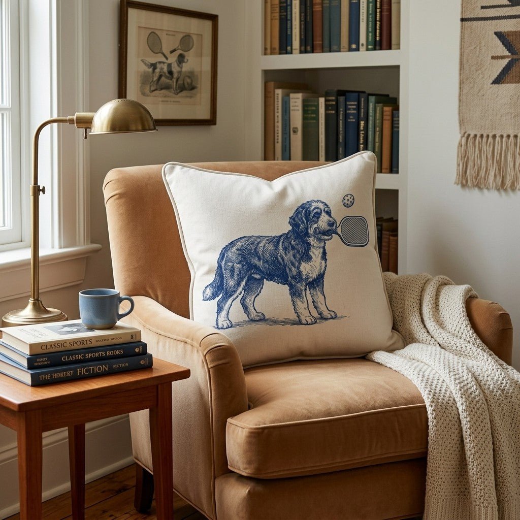 Bernedoodle Pickleball Throw Pillow - Hillcroft Home